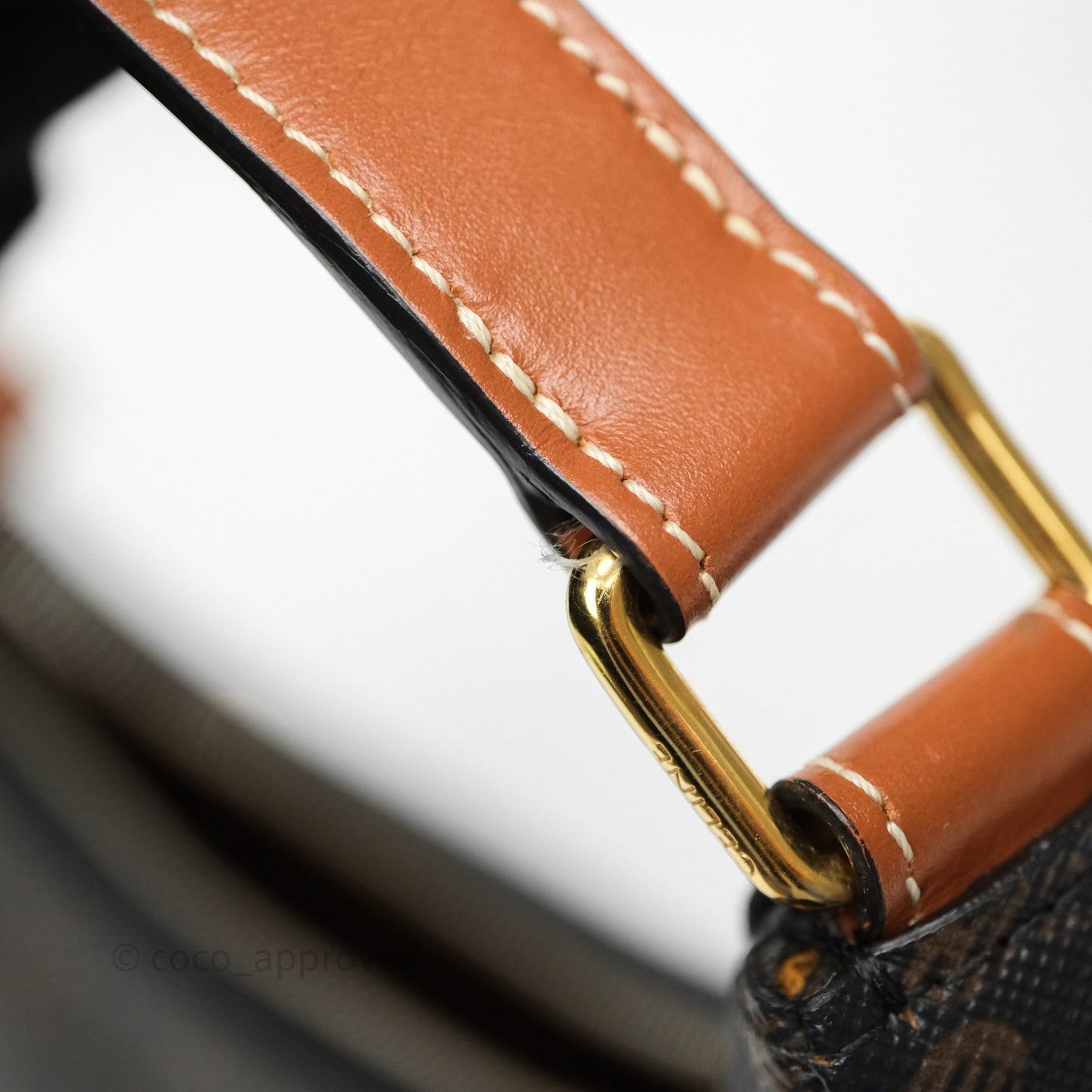 Celine Ava Bag In Triomphe Canvas Calfskin Tan