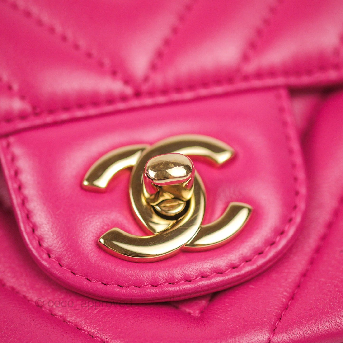 Chanel Chevron Mini Square Flap Pink Lambskin Gold Hardware