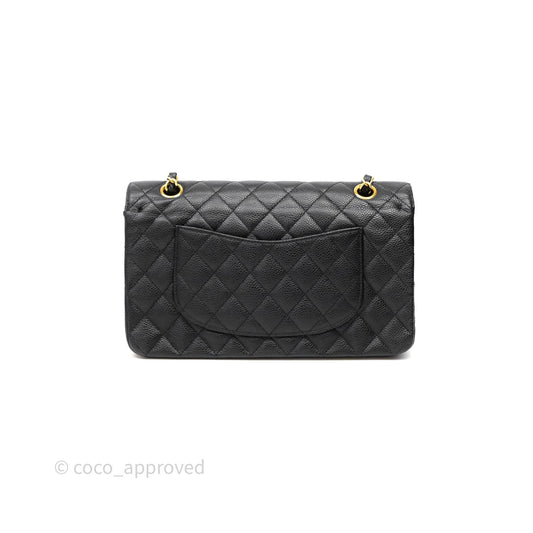 Chanel Classic M/L Medium Flap Quilted Black Caviar Gold Hardware