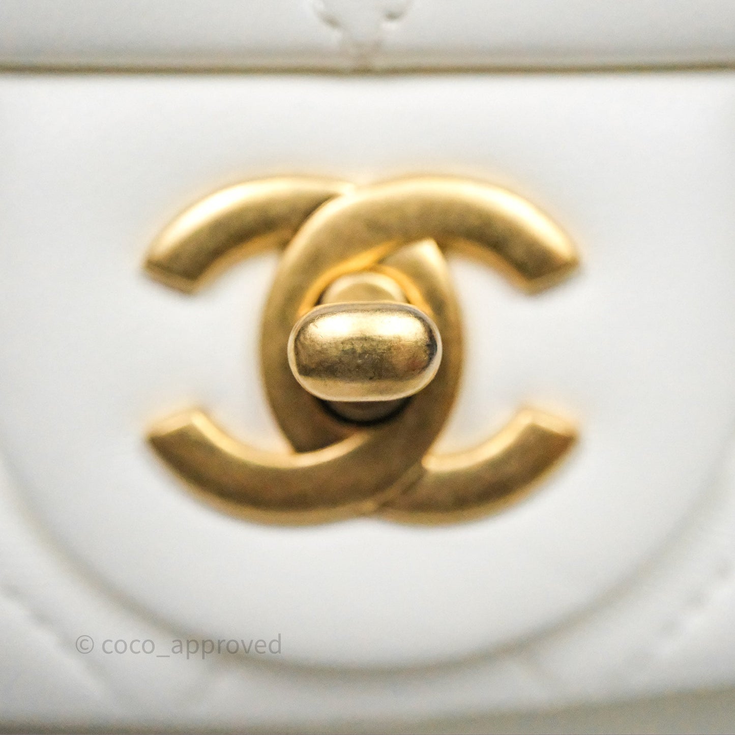 Chanel Mini Rectangular Pearl Crush Quilted White Lambskin Aged Gold Hardware