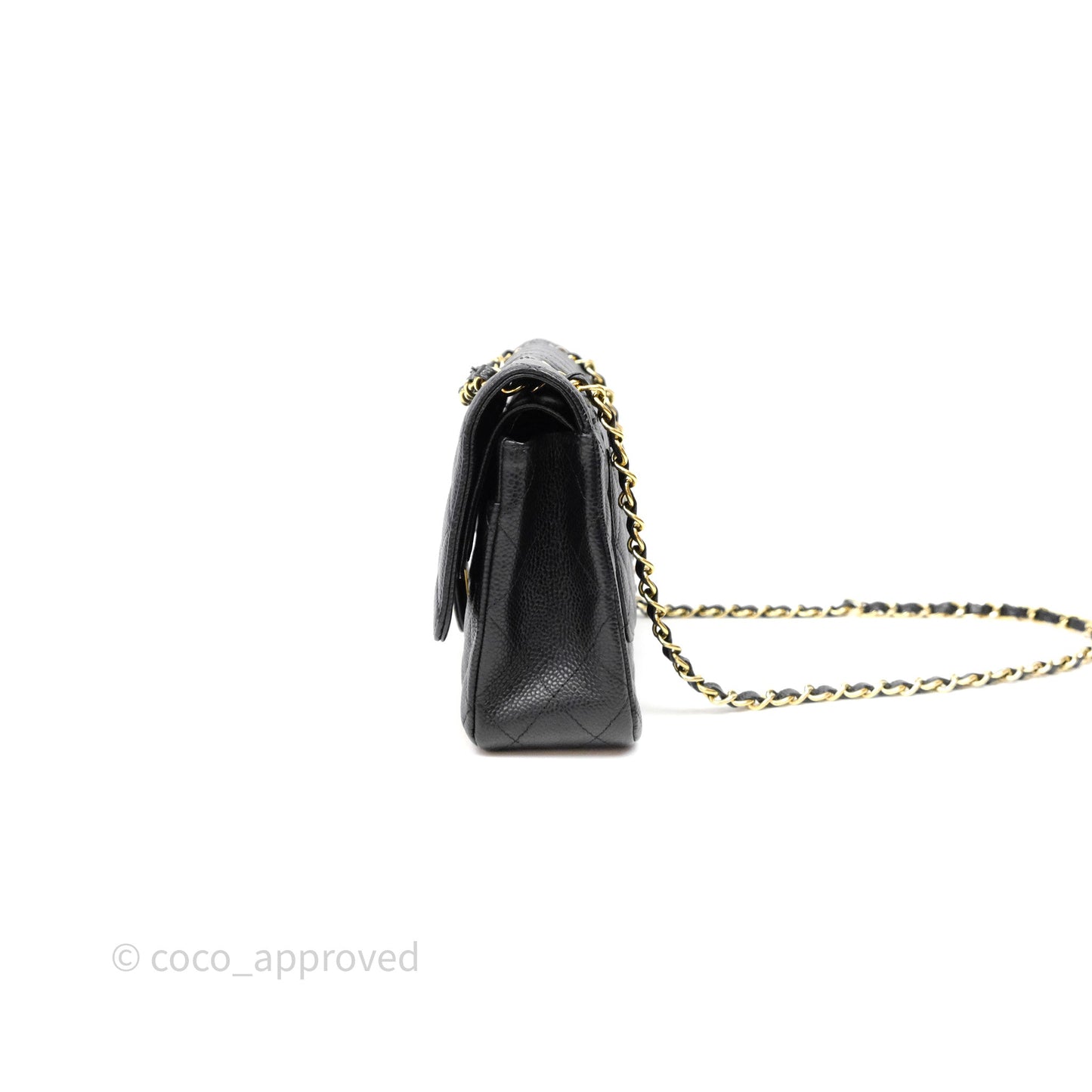 Chanel Classic M/L Medium Flap Quilted Black Caviar Gold Hardware