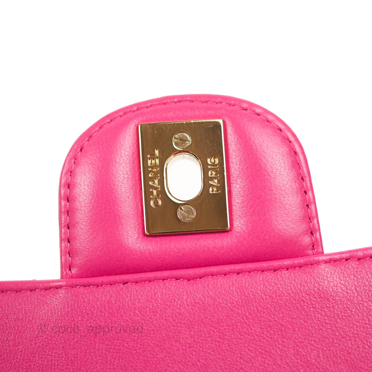 Chanel Chevron Mini Square Flap Pink Lambskin Gold Hardware