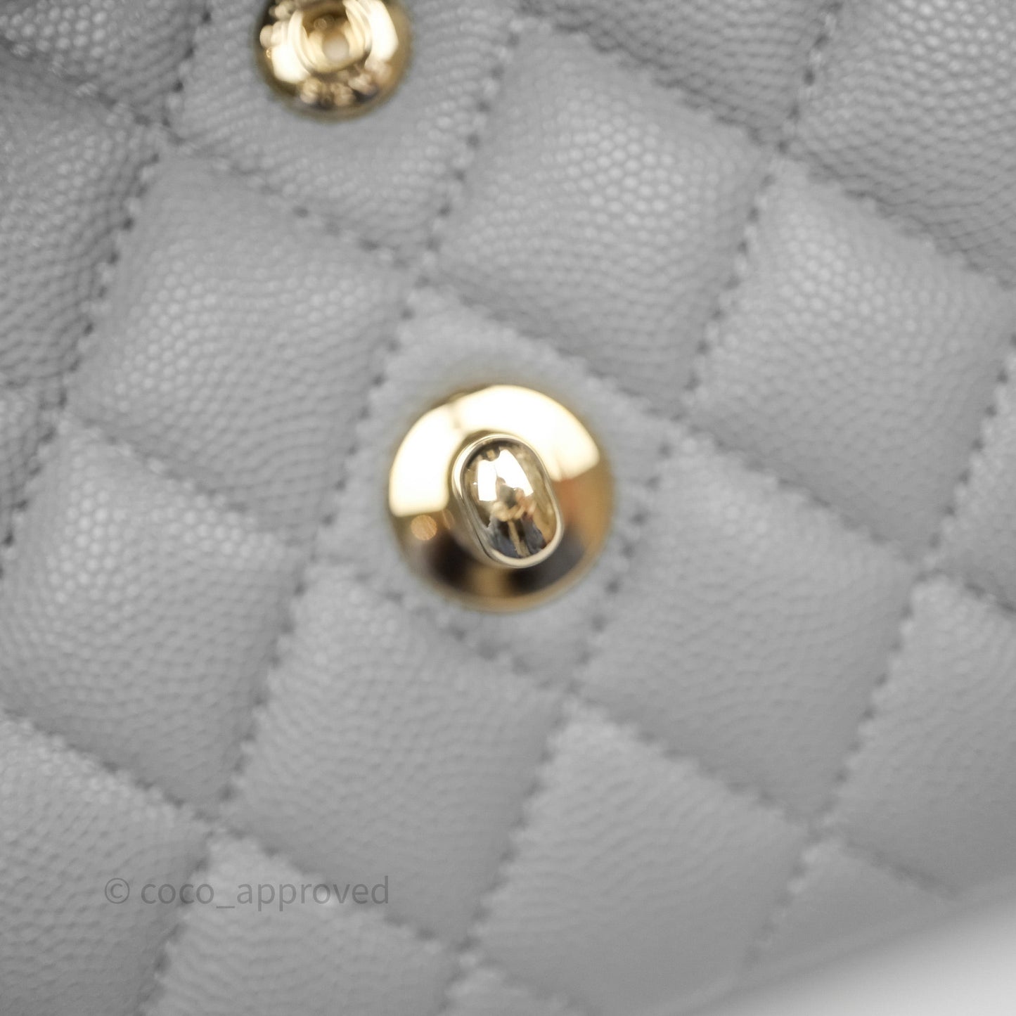 Chanel Small Classic Flap Quilted Grey Caviar Gold Hardware