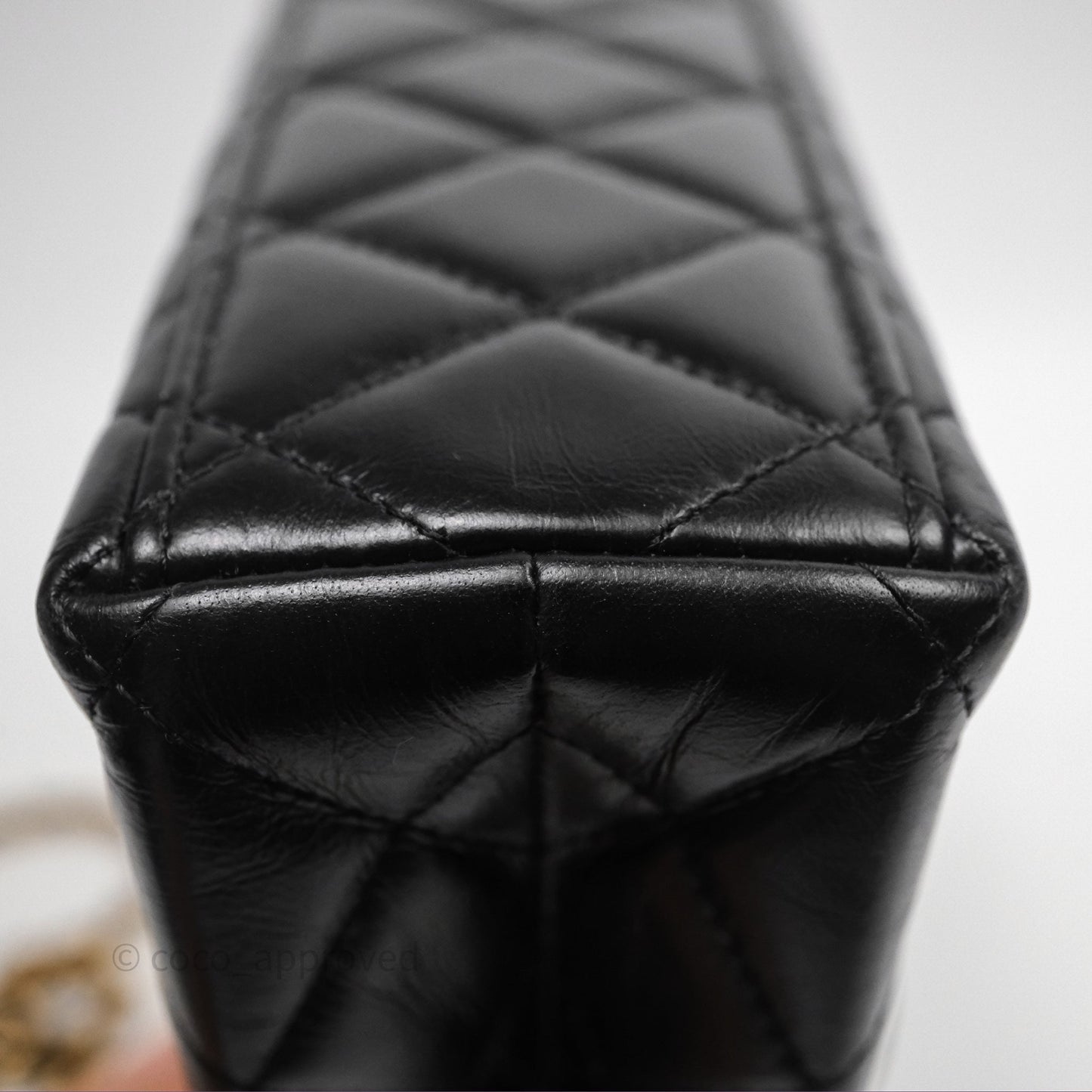 Chanel Kelly Bag Quilted Black Shiny Crumpled Calfskin Aged Gold Hardware