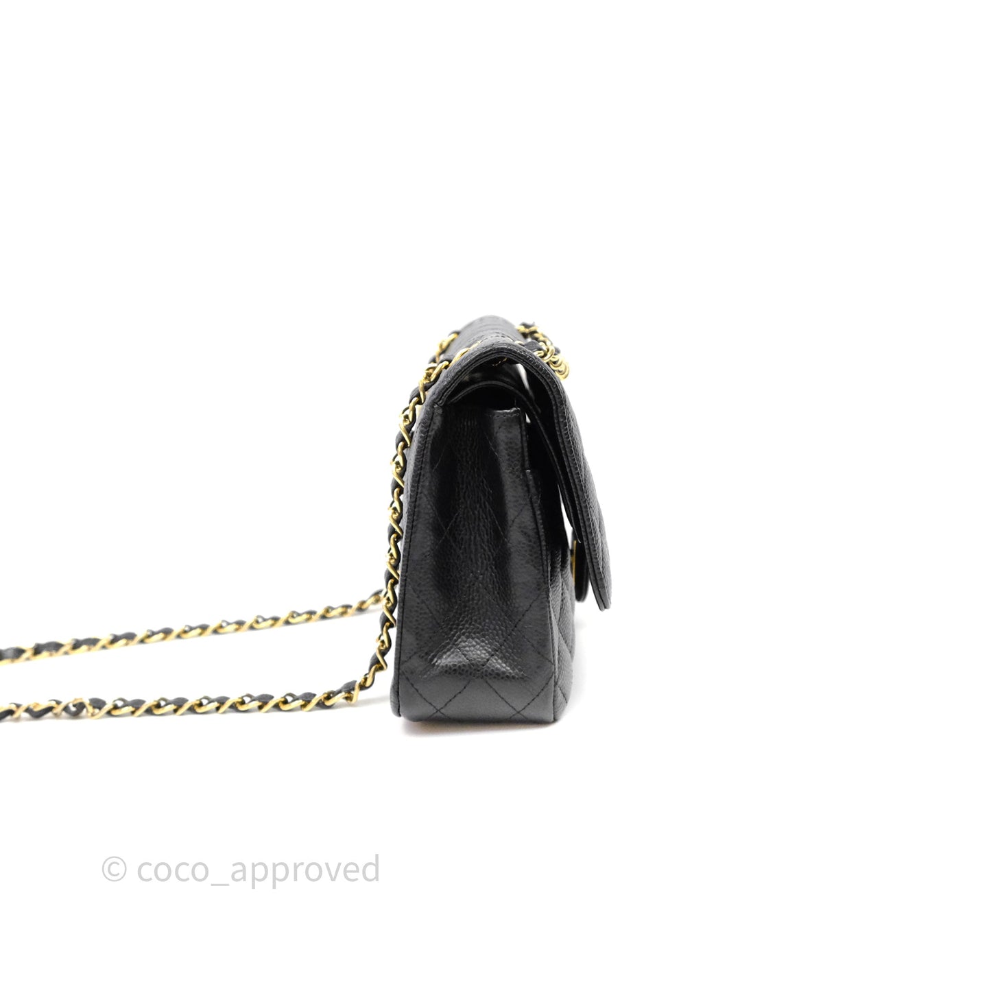 Chanel Classic M/L Medium Flap Quilted Black Caviar Gold Hardware