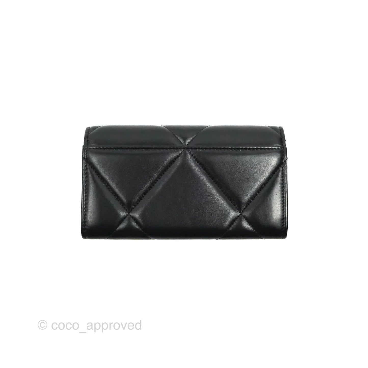 Chanel Quilted 19 Flap Wallet Black Lambskin