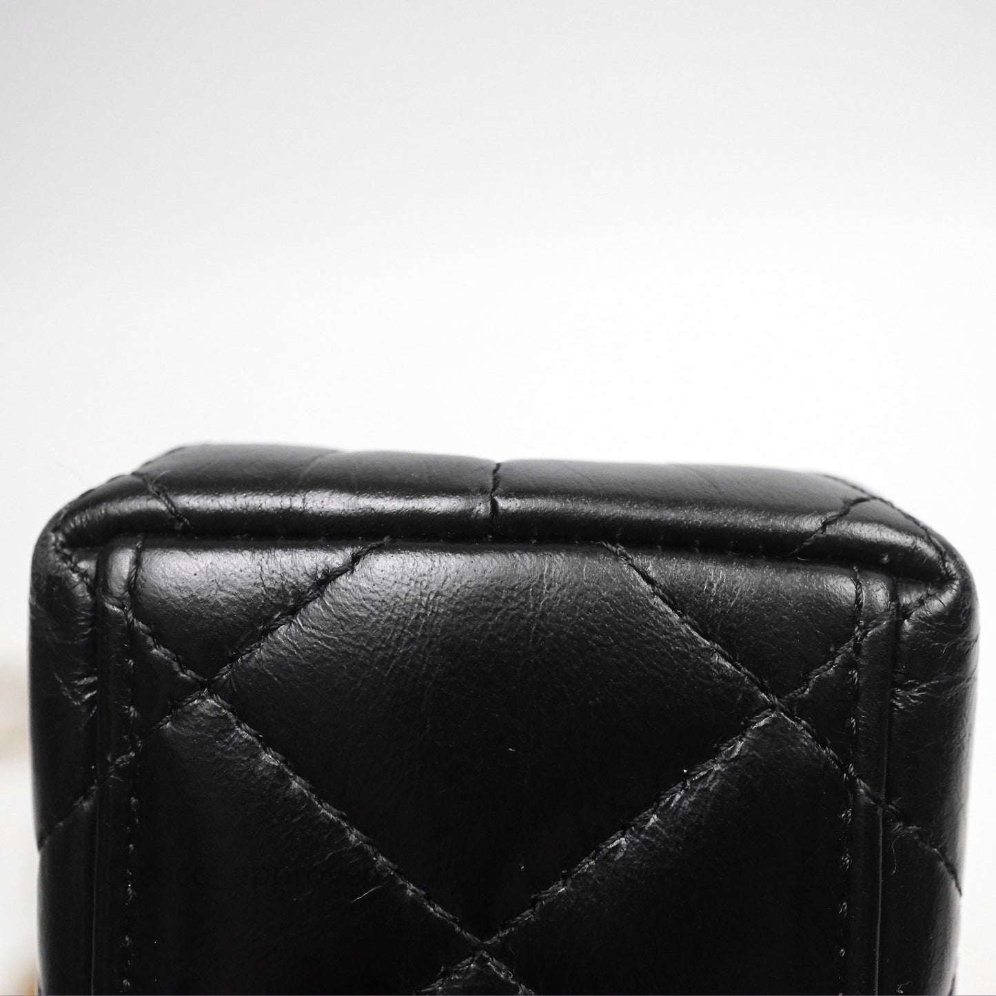 Chanel Kelly Bag Quilted Black Shiny Crumpled Calfskin Aged Gold Hardware
