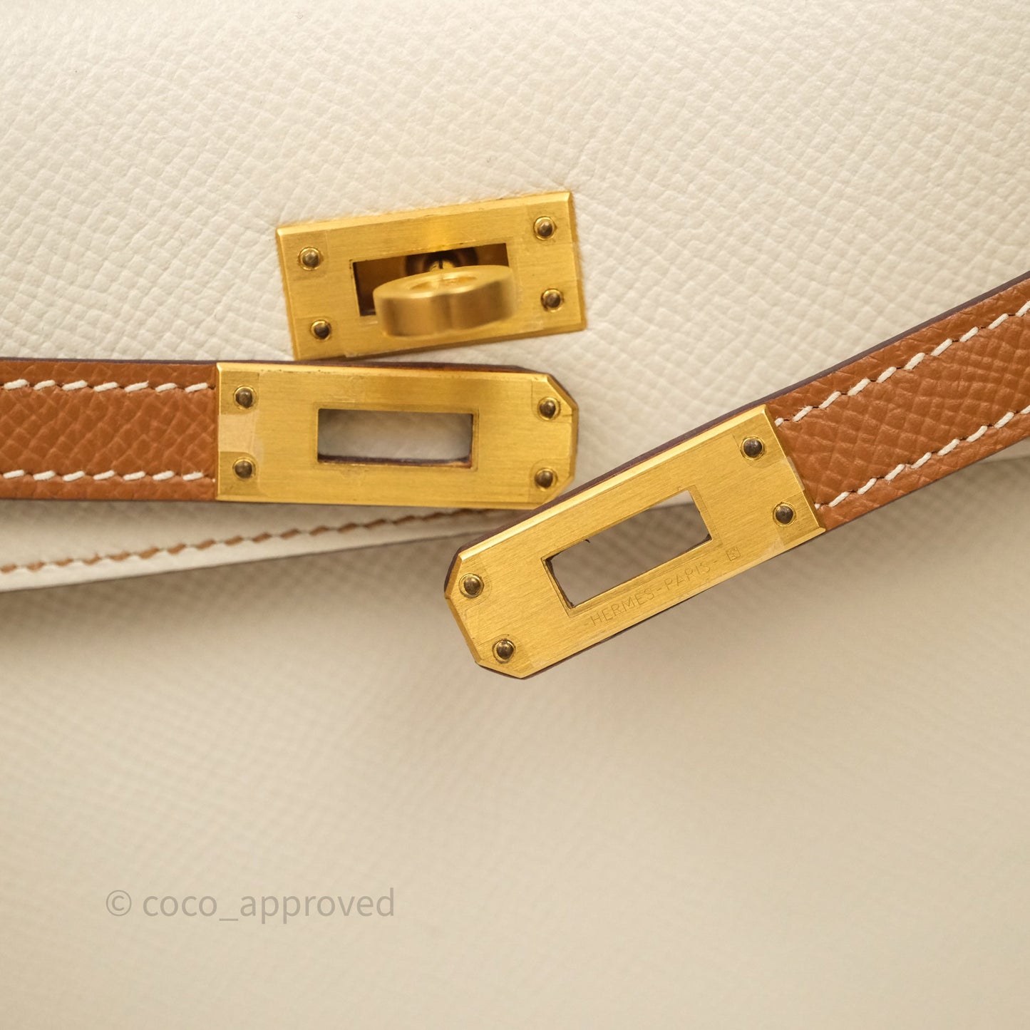 Hermes Kelly 25 Special Order Craie x Gold Epsom Matte Gold Hardware