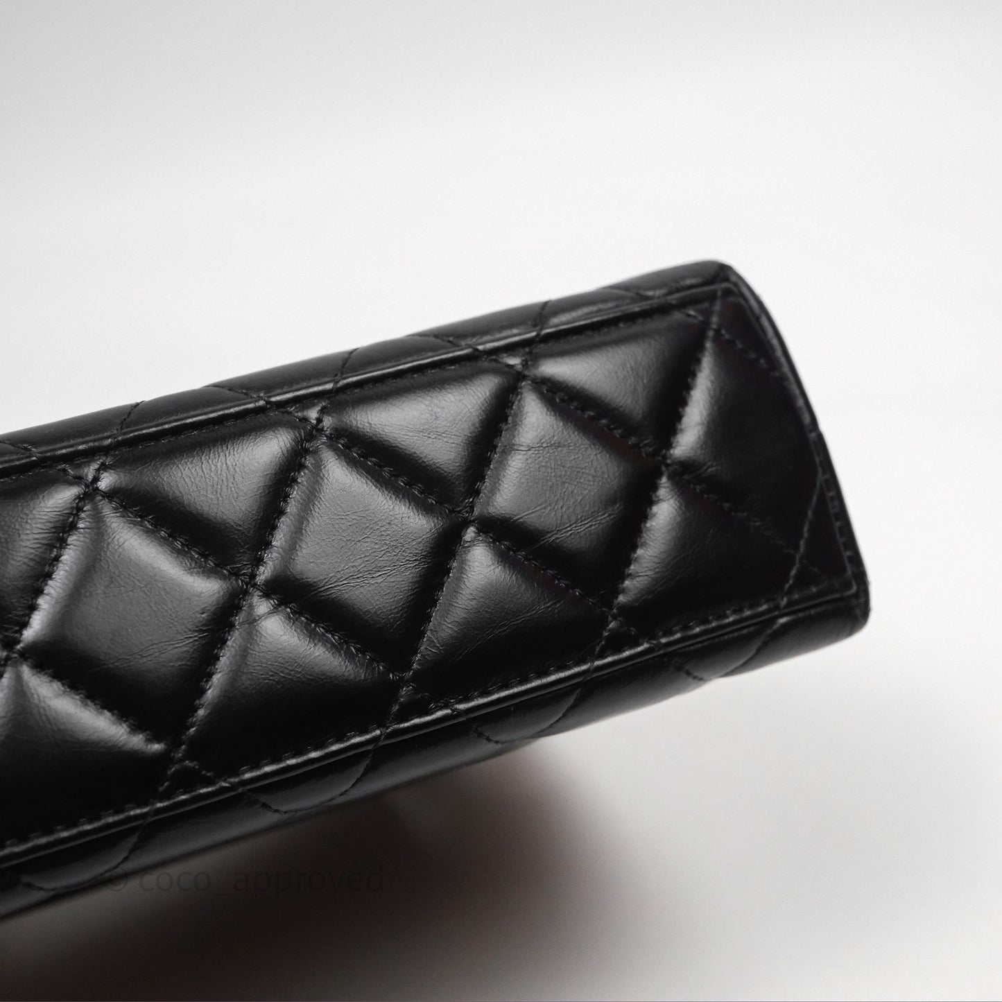 Chanel Kelly Bag Quilted Black Shiny Crumpled Calfskin Aged Gold Hardware