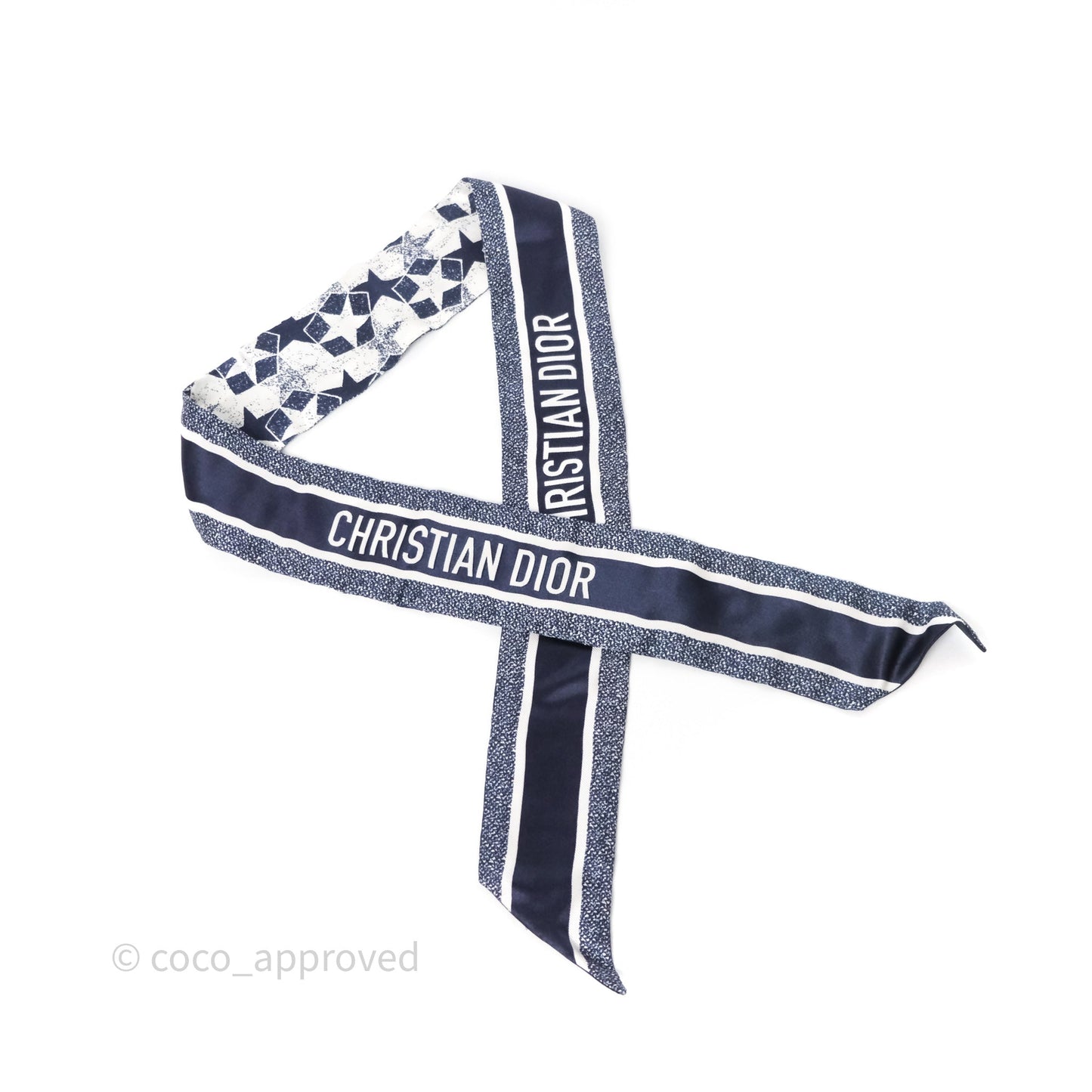 Christian Dior Star Silk Mitzah Scarf Twilly Navy