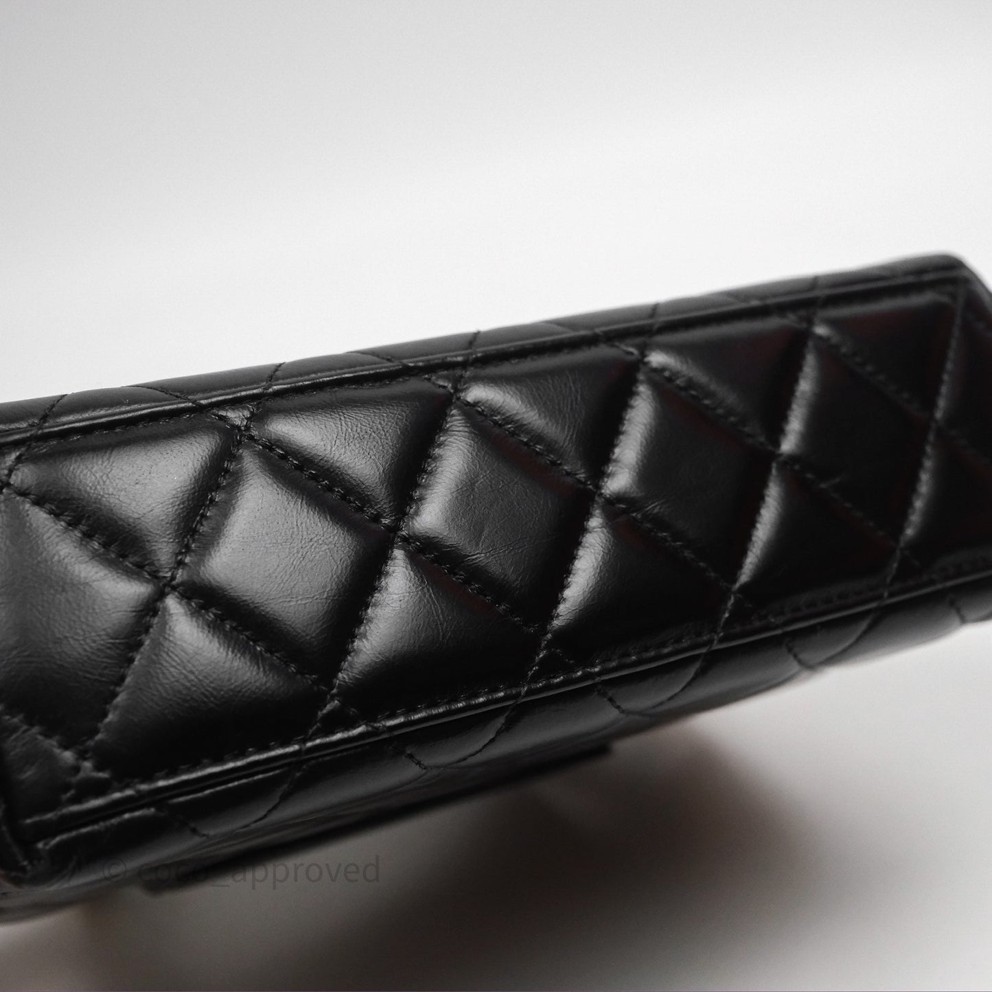 Chanel Kelly Bag Quilted Black Shiny Crumpled Calfskin Aged Gold Hardware