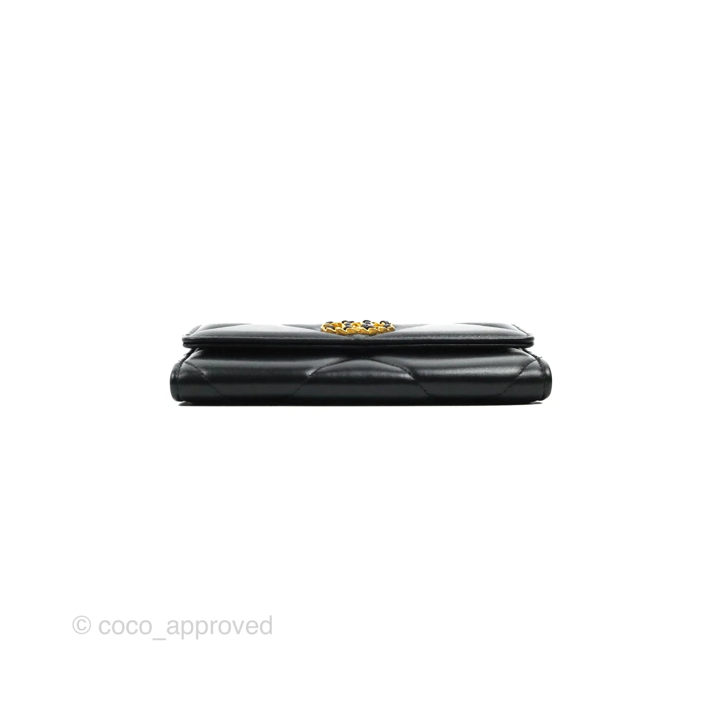 Chanel Quilted 19 Flap Wallet Black Lambskin