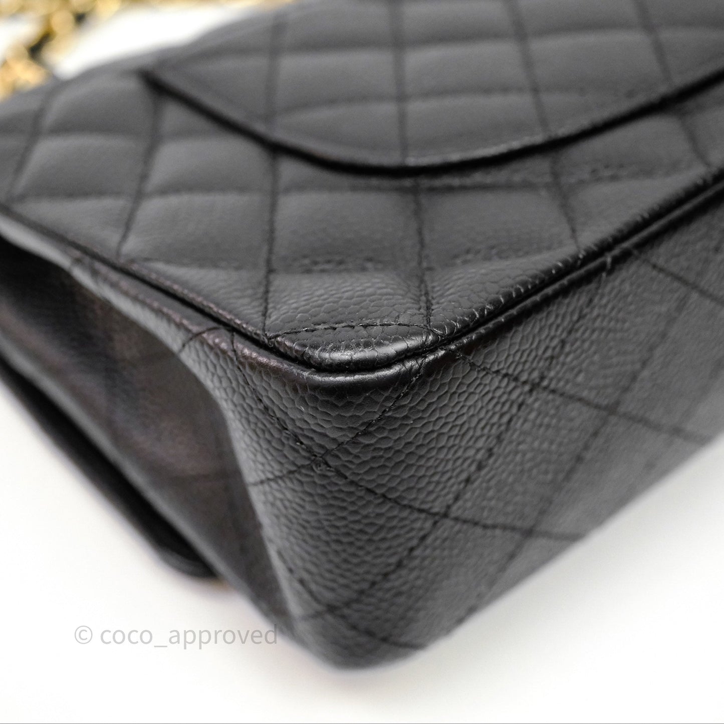 Chanel Classic M/L Medium Flap Quilted Black Caviar Gold Hardware