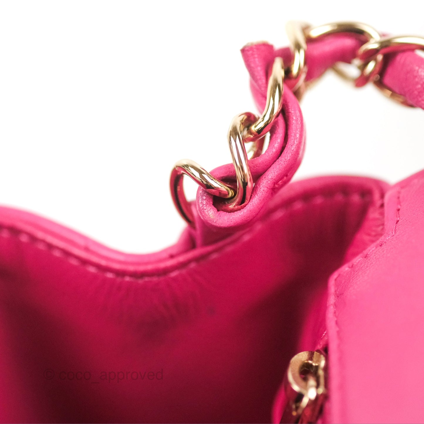 Chanel Chevron Mini Square Flap Pink Lambskin Gold Hardware