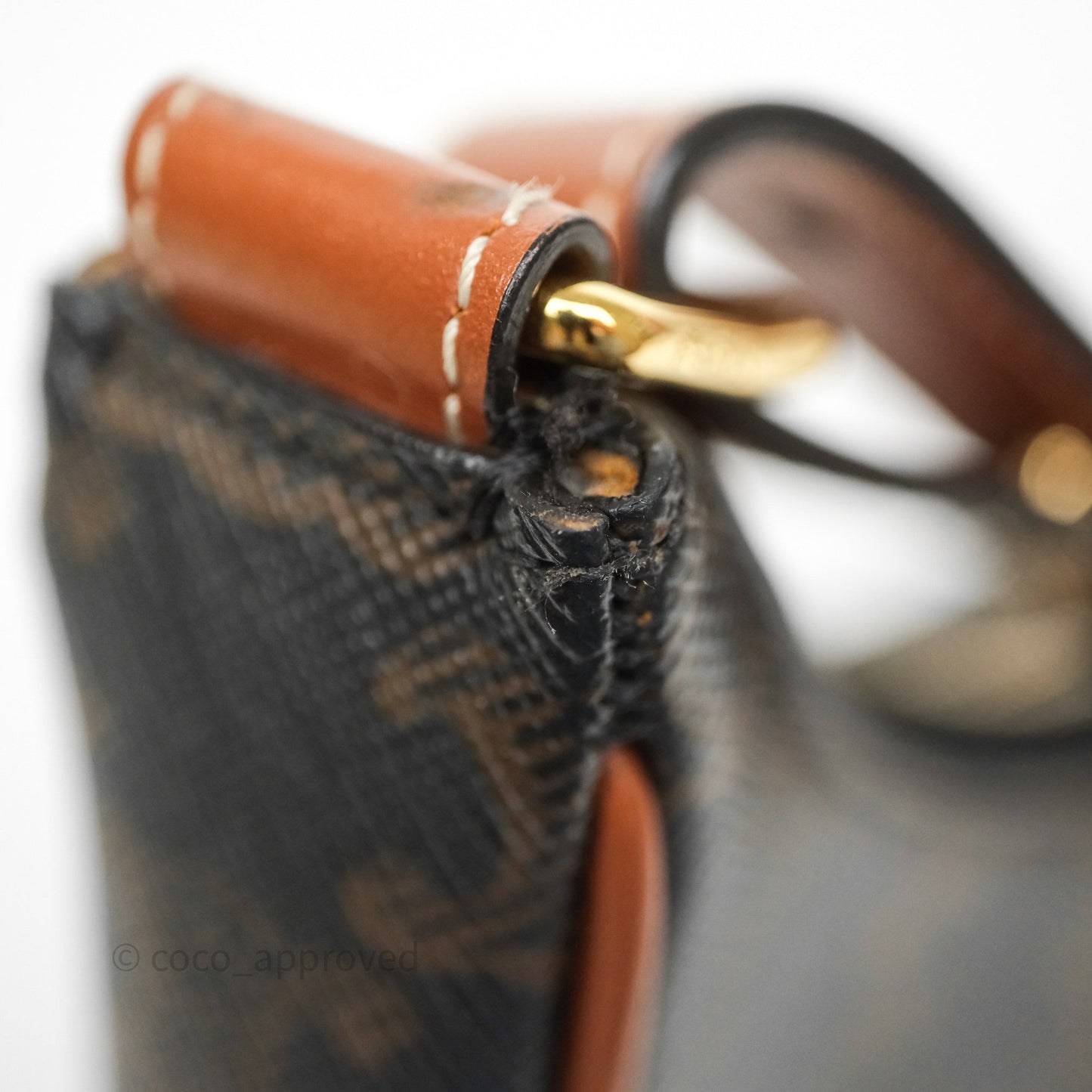 Celine Ava Bag In Triomphe Canvas Calfskin Tan