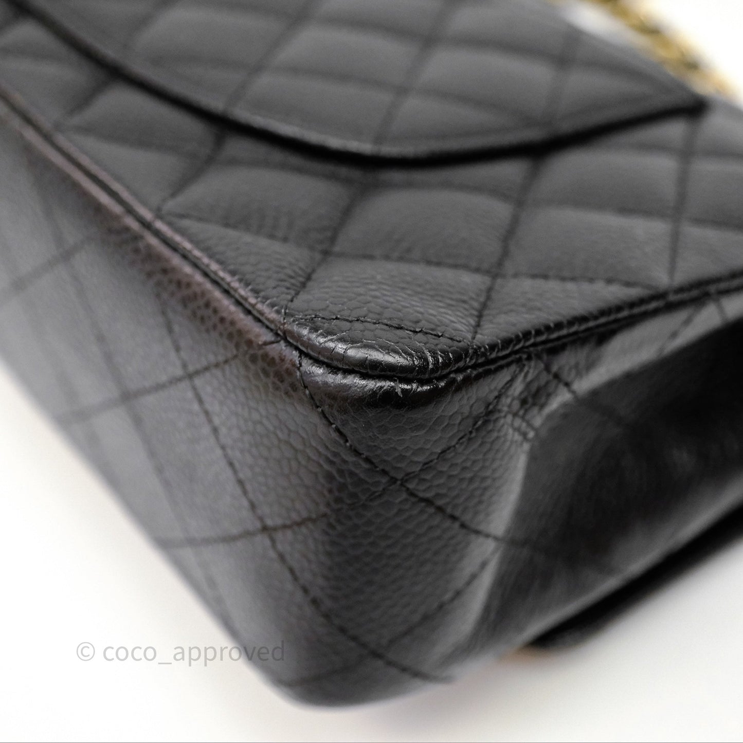 Chanel Classic M/L Medium Flap Quilted Black Caviar Gold Hardware