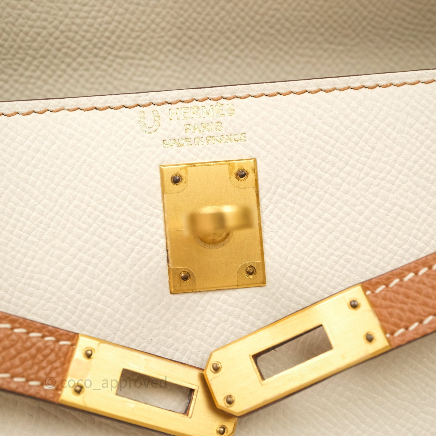 Hermes Kelly 25 Special Order Craie x Gold Epsom Matte Gold Hardware