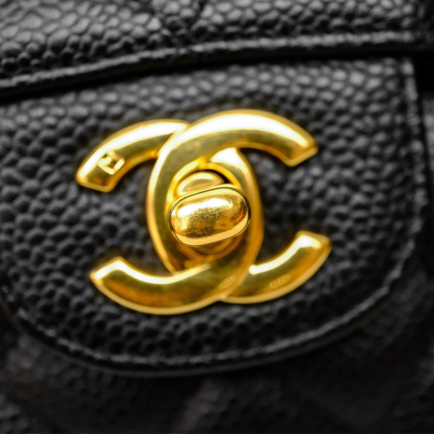 Chanel Classic M/L Medium Flap Quilted Black Caviar Gold Hardware