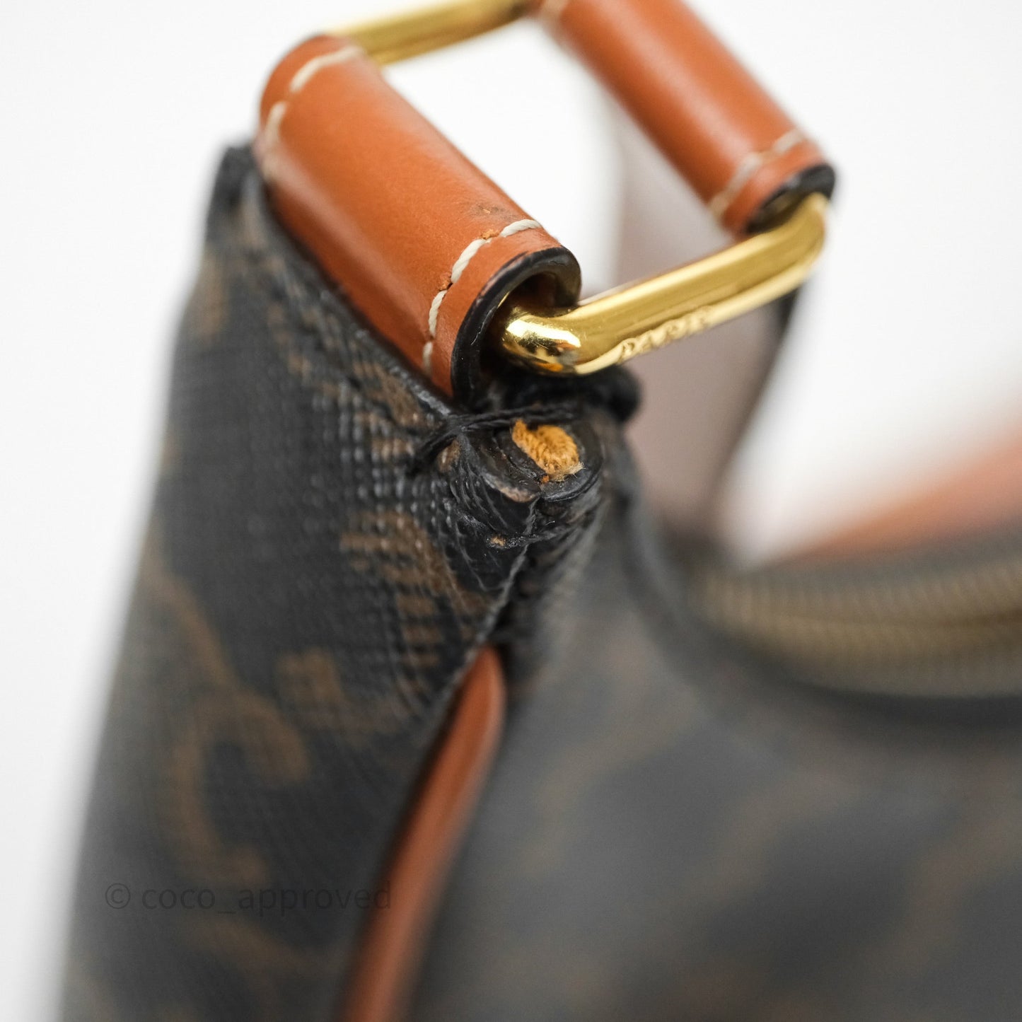 Celine Ava Bag In Triomphe Canvas Calfskin Tan