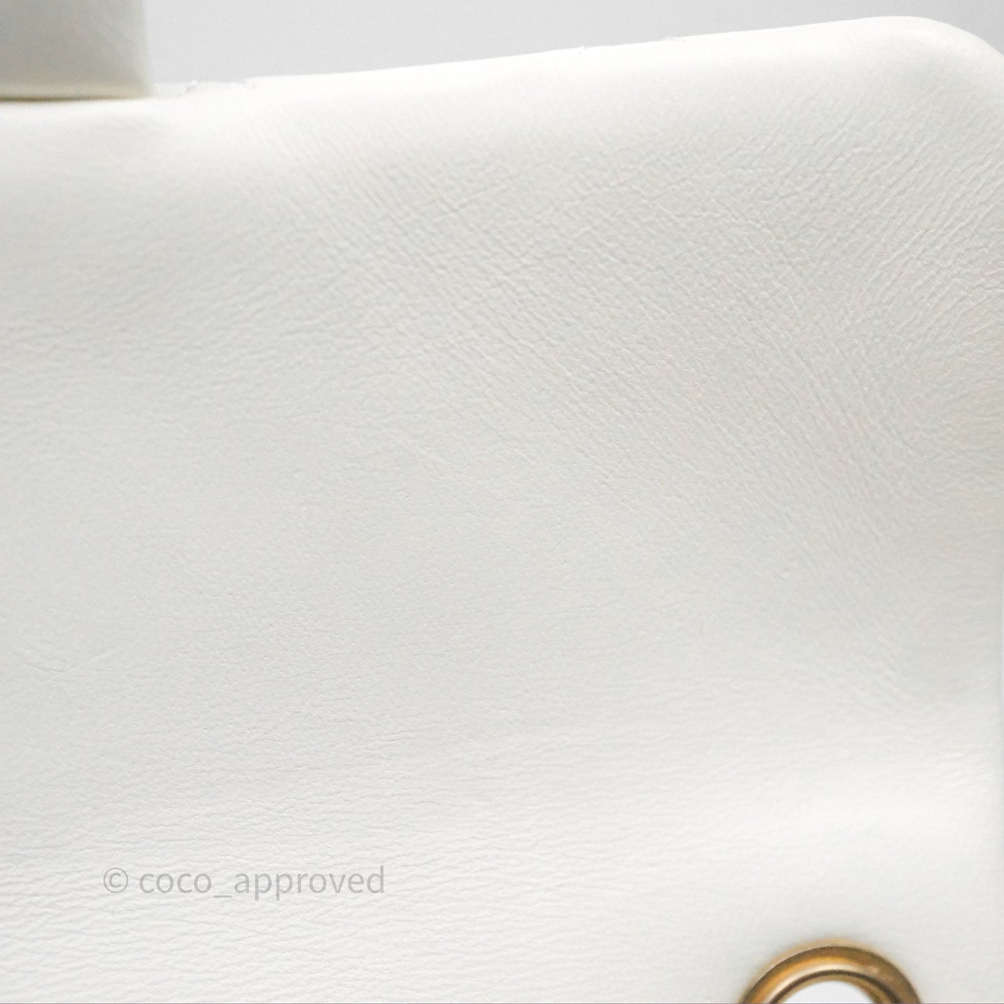 Chanel Mini Rectangular Pearl Crush Quilted White Lambskin Aged Gold Hardware