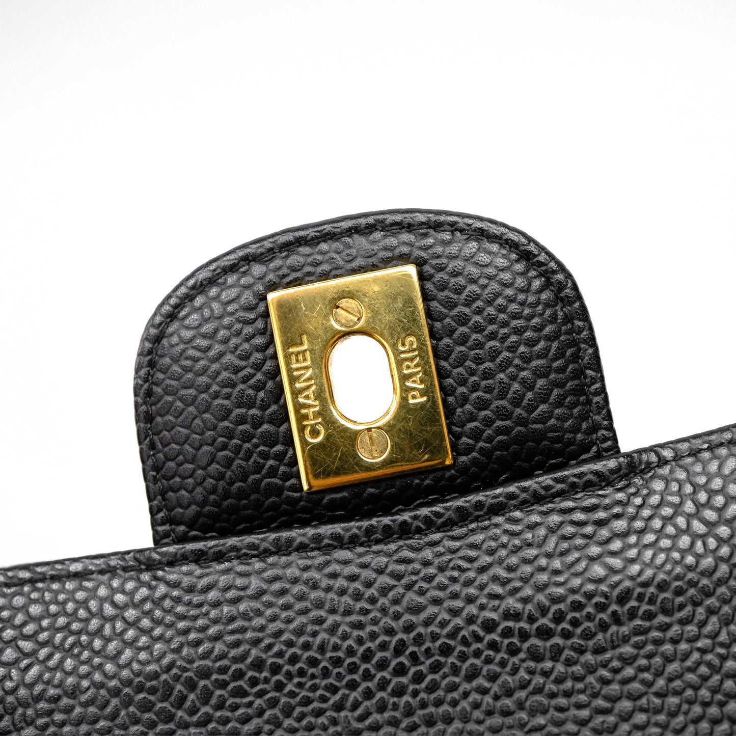 Chanel Classic M/L Medium Flap Quilted Black Caviar Gold Hardware