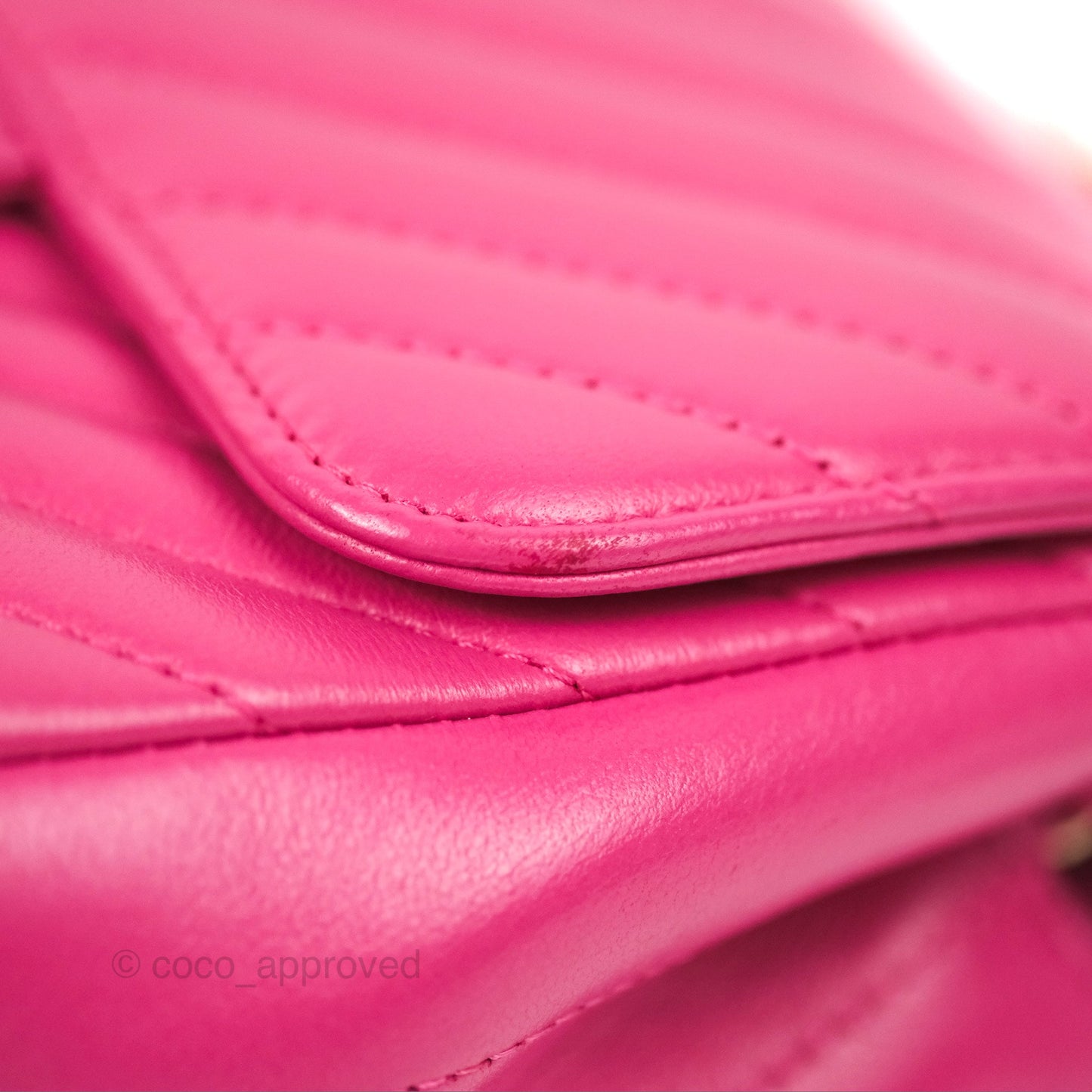 Chanel Chevron Mini Square Flap Pink Lambskin Gold Hardware