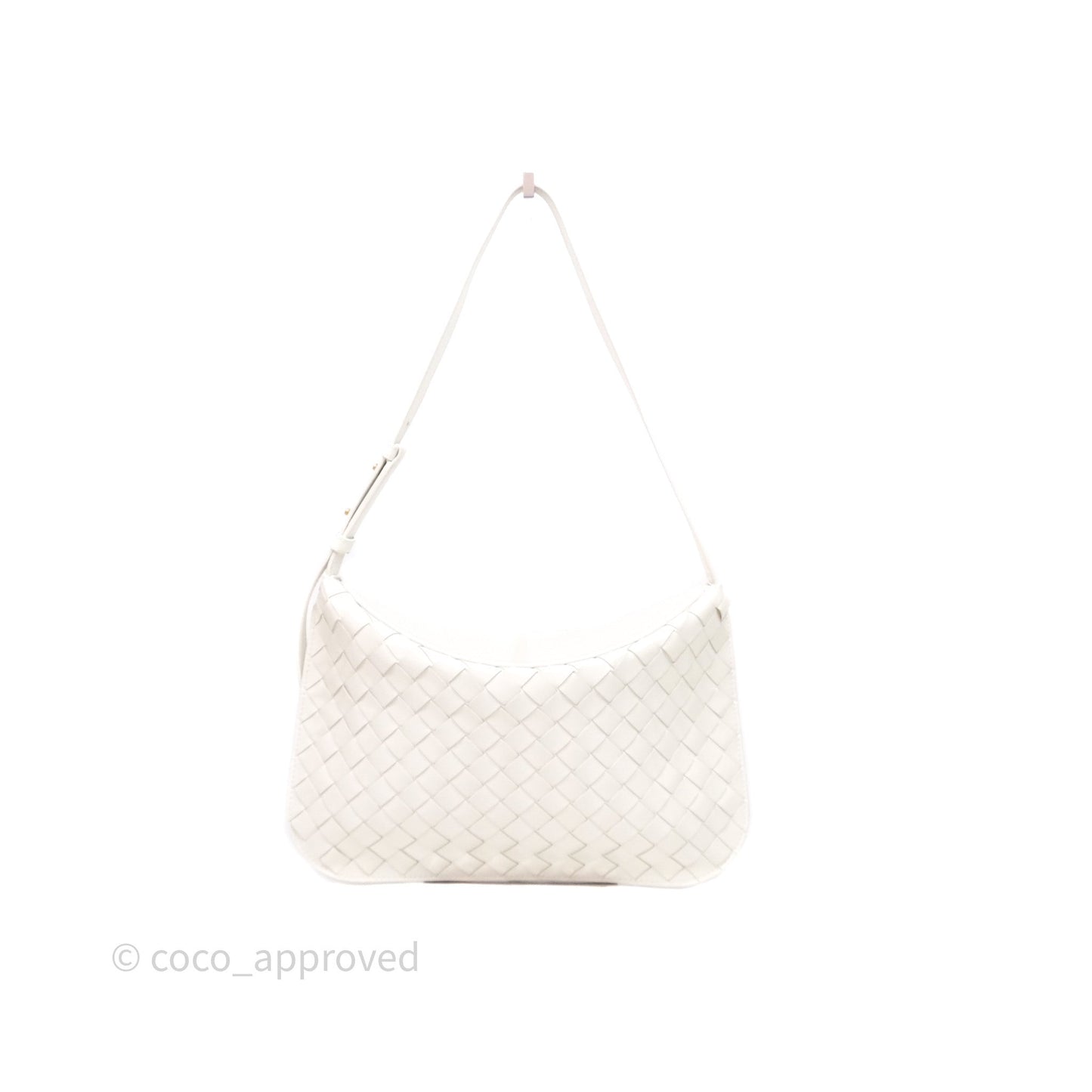 Bottega Veneta Flap Woven Leather White Shoulder Bag