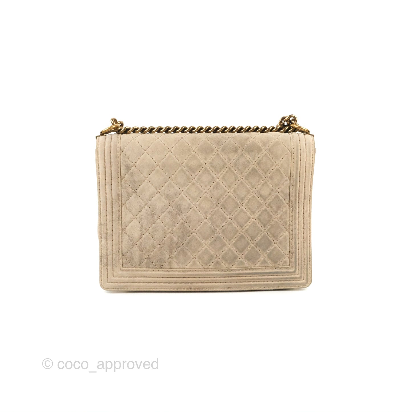 Chanel Boy Flap Bag Quilted Distressed Suede Large