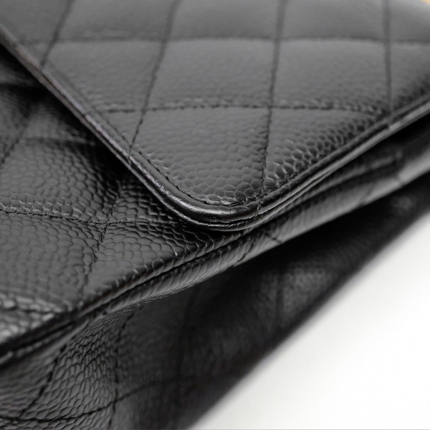 Chanel Classic M/L Medium Flap Quilted Black Caviar Gold Hardware