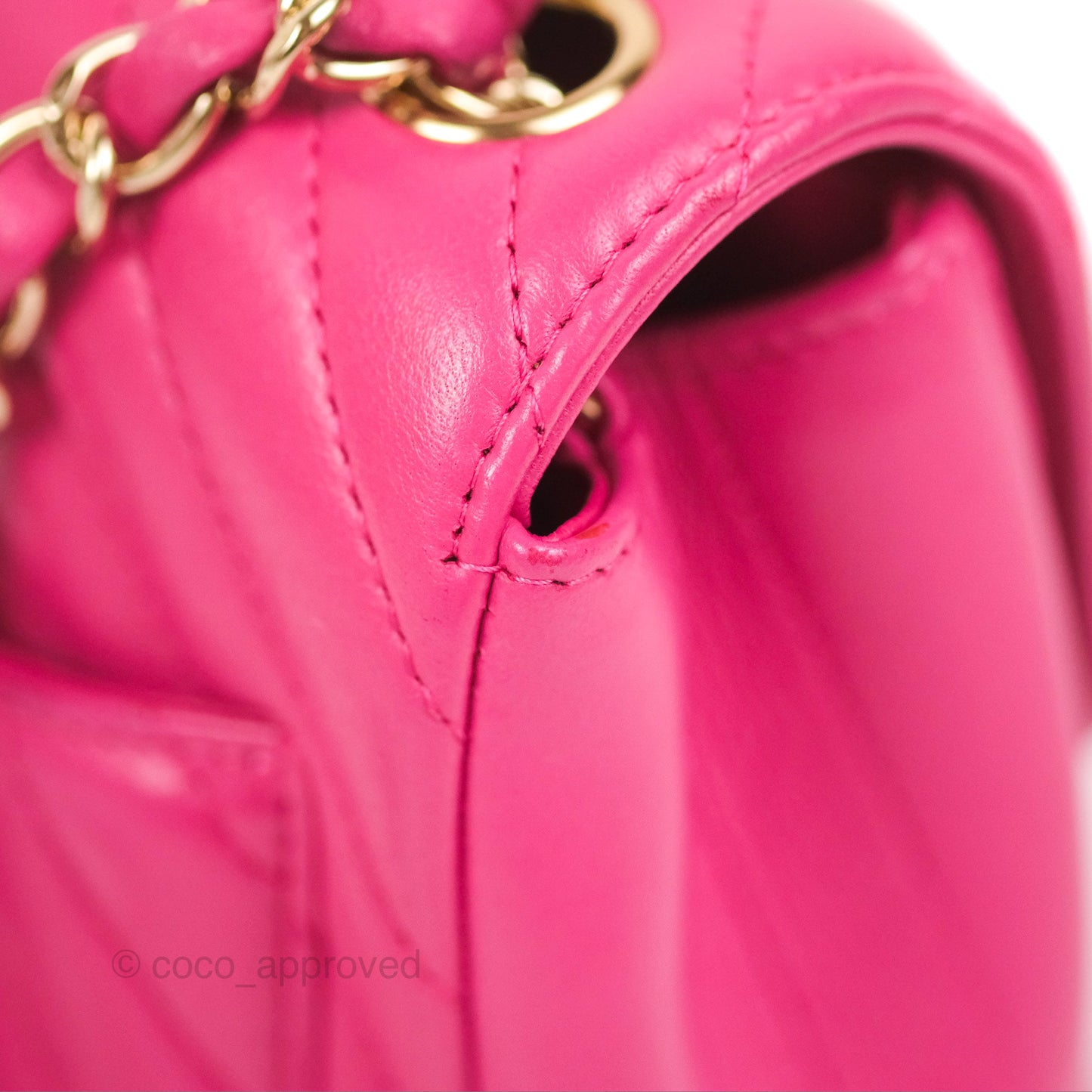 Chanel Chevron Mini Square Flap Pink Lambskin Gold Hardware