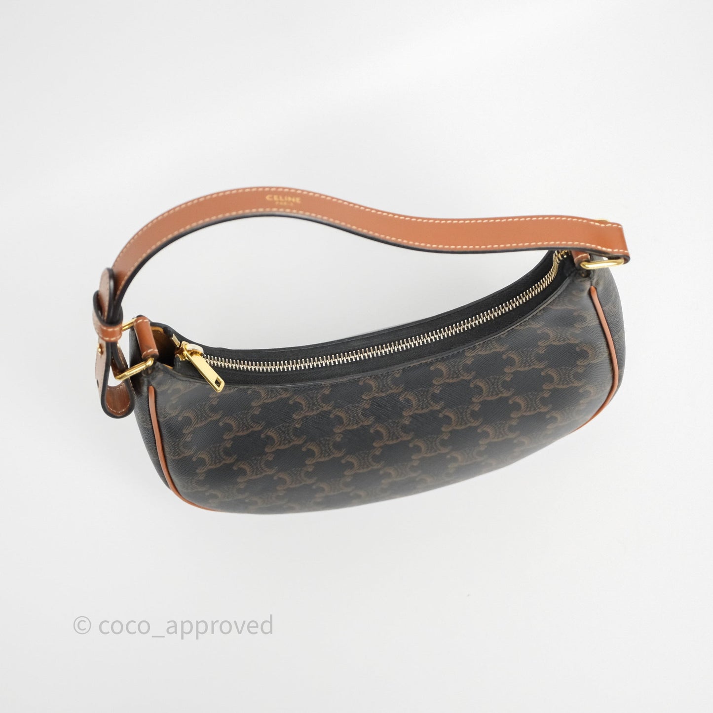 Celine Ava Bag In Triomphe Canvas Calfskin Tan