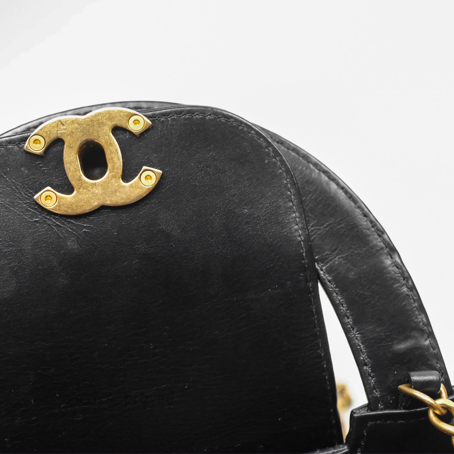 Chanel Kelly Bag Quilted Black Shiny Crumpled Calfskin Aged Gold Hardware