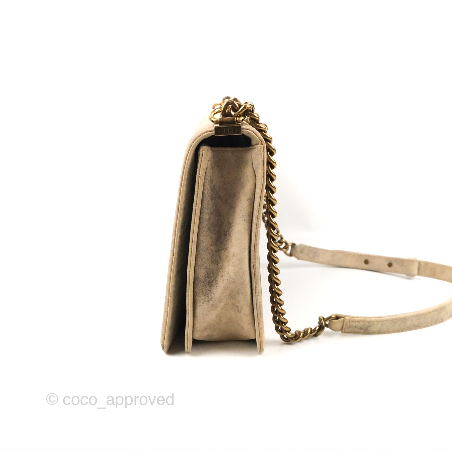 Chanel Boy Flap Bag Quilted Distressed Suede Large