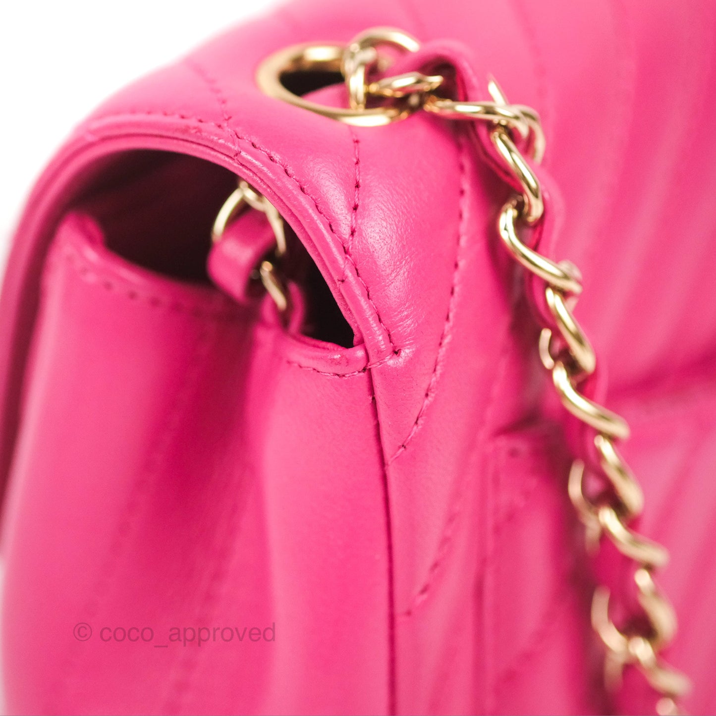 Chanel Chevron Mini Square Flap Pink Lambskin Gold Hardware