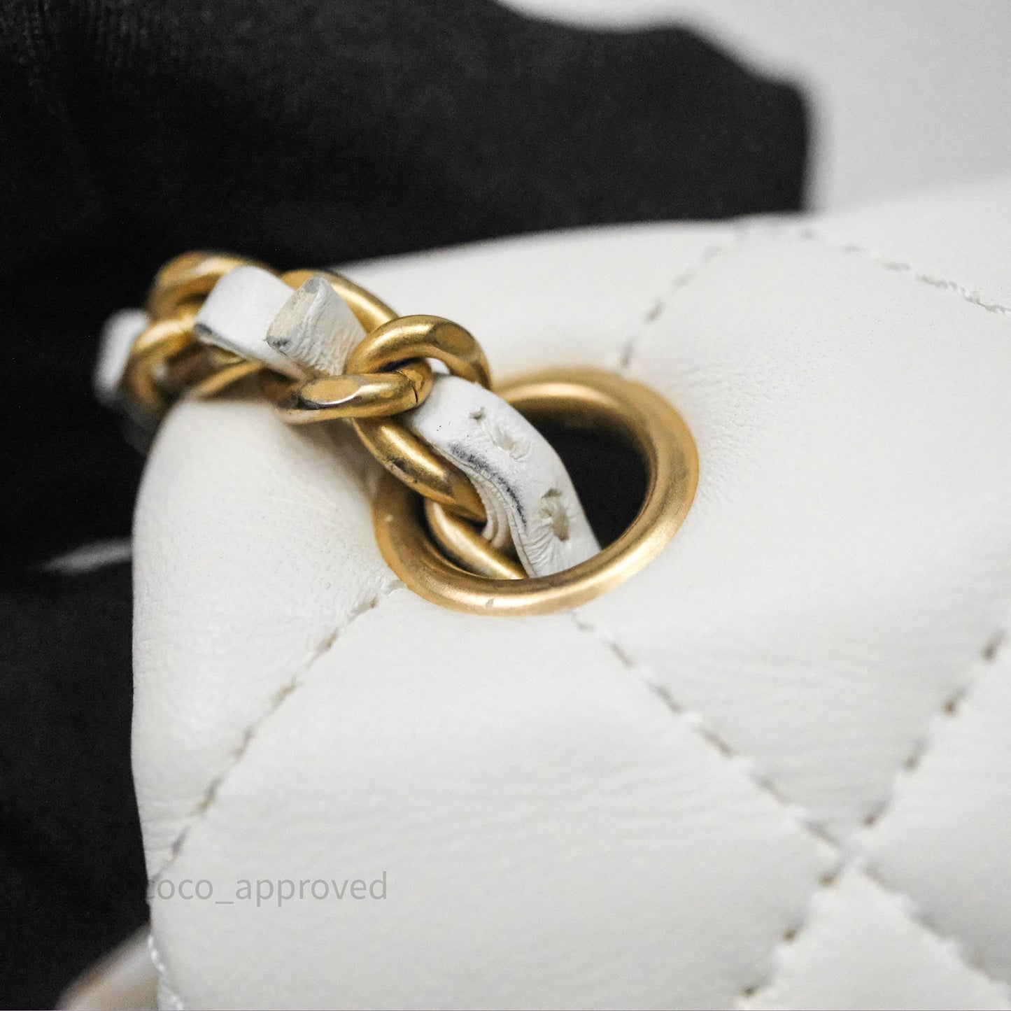 Chanel Mini Rectangular Pearl Crush Quilted White Lambskin Aged Gold Hardware