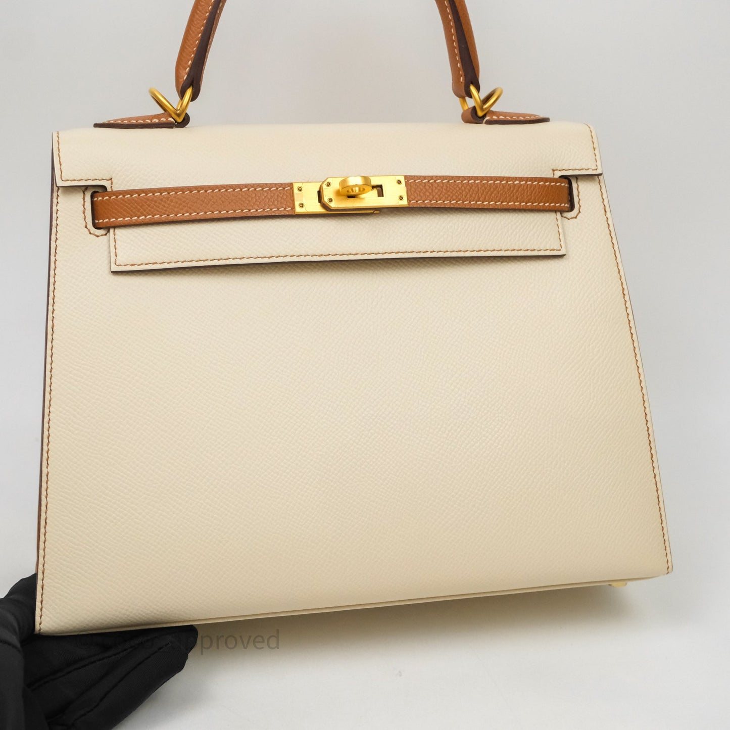 Hermes Kelly 25 Special Order Craie x Gold Epsom Matte Gold Hardware