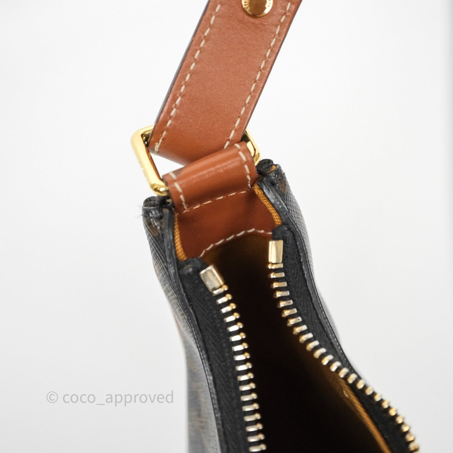 Celine Ava Bag In Triomphe Canvas Calfskin Tan