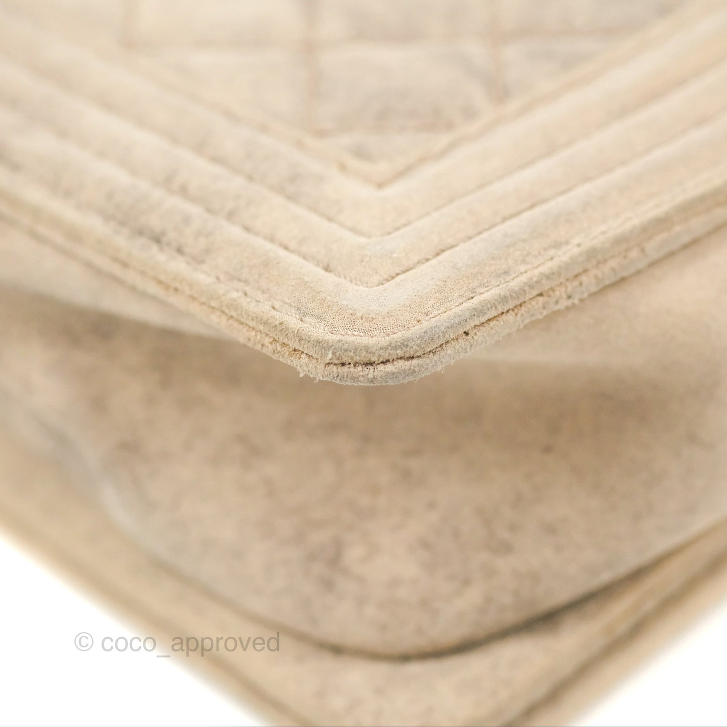 Chanel Boy Flap Bag Quilted Distressed Suede Large