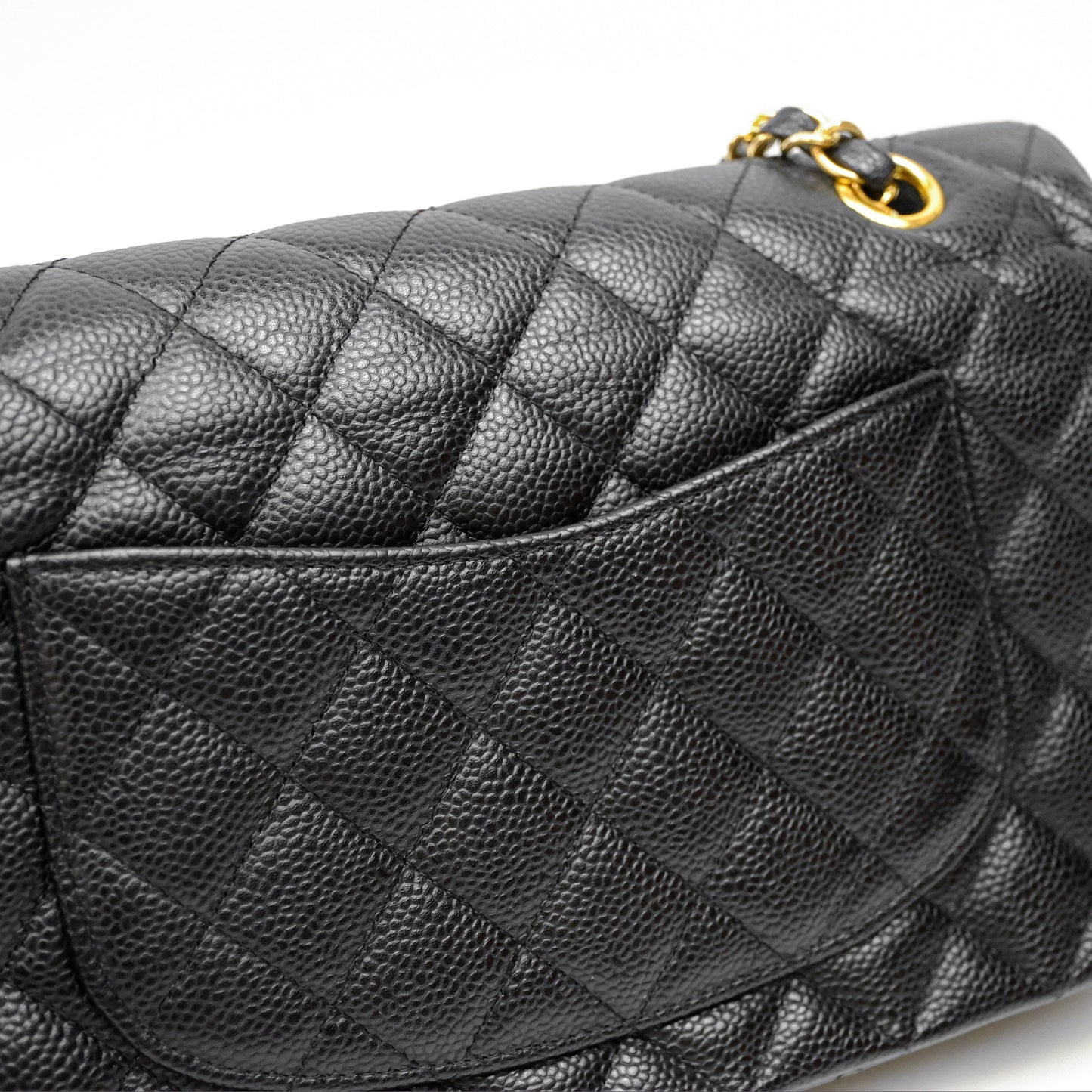 Chanel Classic M/L Medium Flap Quilted Black Caviar Gold Hardware
