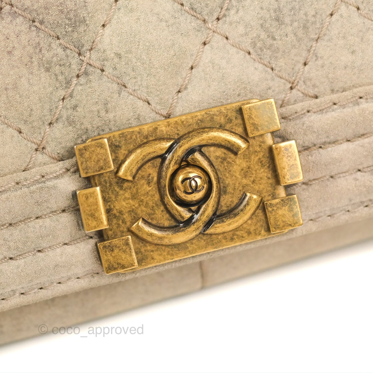 Chanel Boy Flap Bag Quilted Distressed Suede Large