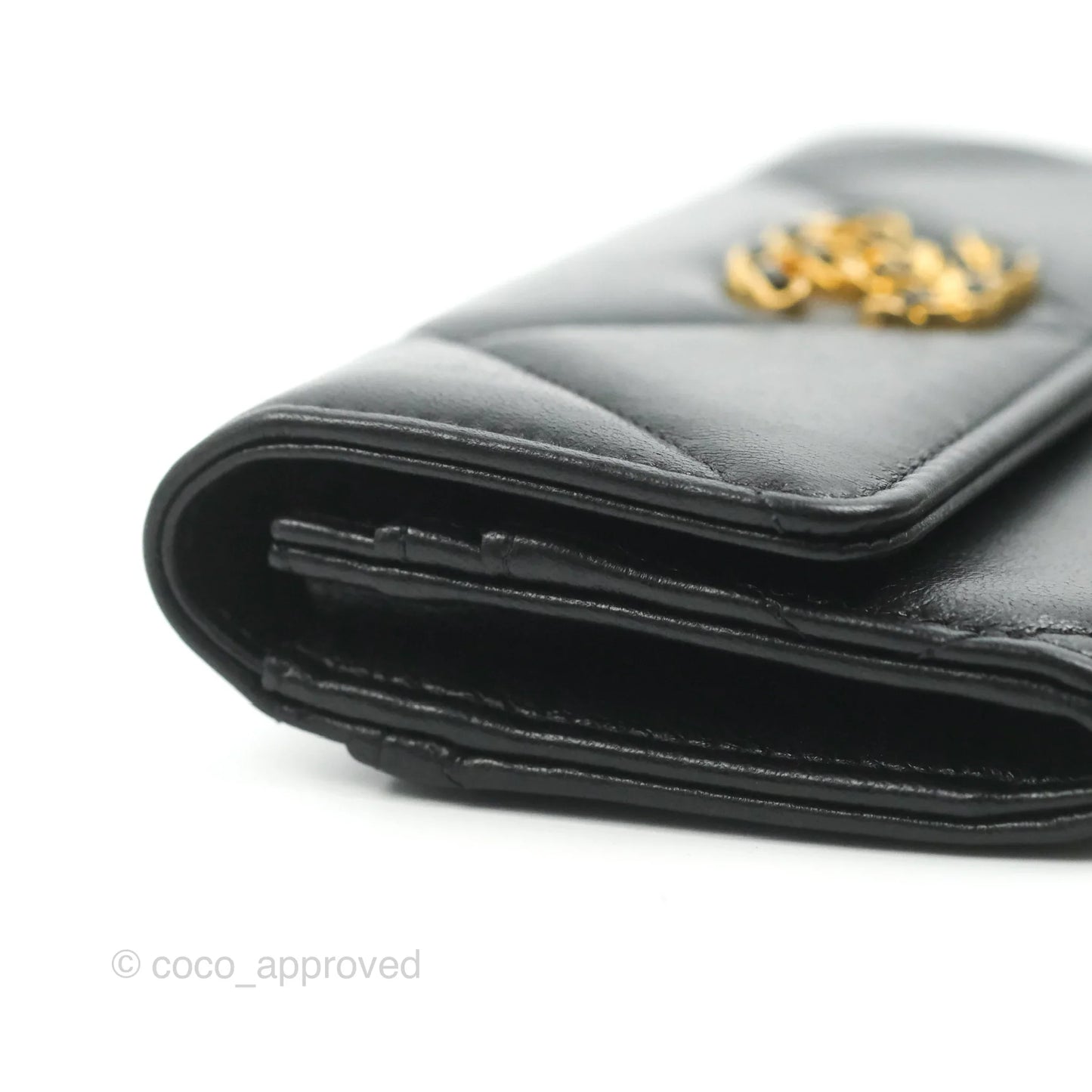 Chanel Quilted 19 Flap Wallet Black Lambskin