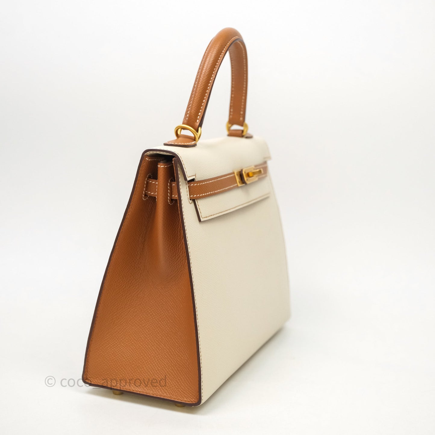 Hermes Kelly 25 Special Order Craie x Gold Epsom Matte Gold Hardware