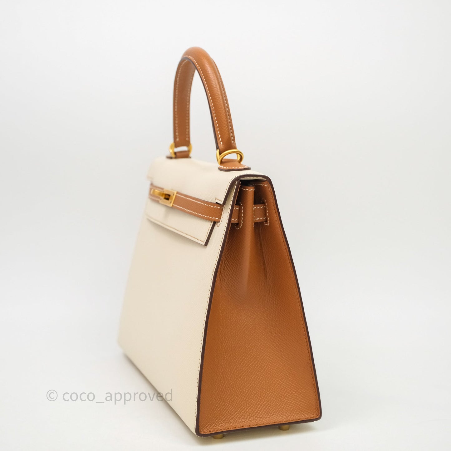Hermes Kelly 25 Special Order Craie x Gold Epsom Matte Gold Hardware