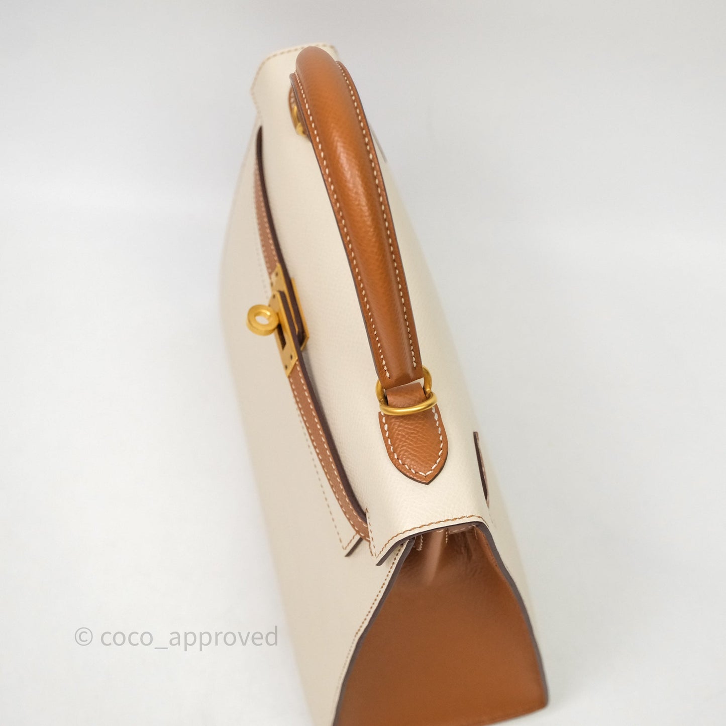 Hermes Kelly 25 Special Order Craie x Gold Epsom Matte Gold Hardware