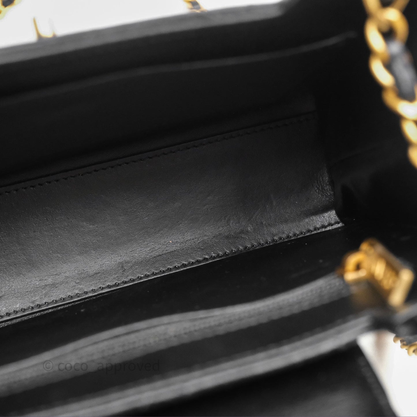 Chanel Kelly Bag Quilted Black Shiny Crumpled Calfskin Aged Gold Hardware