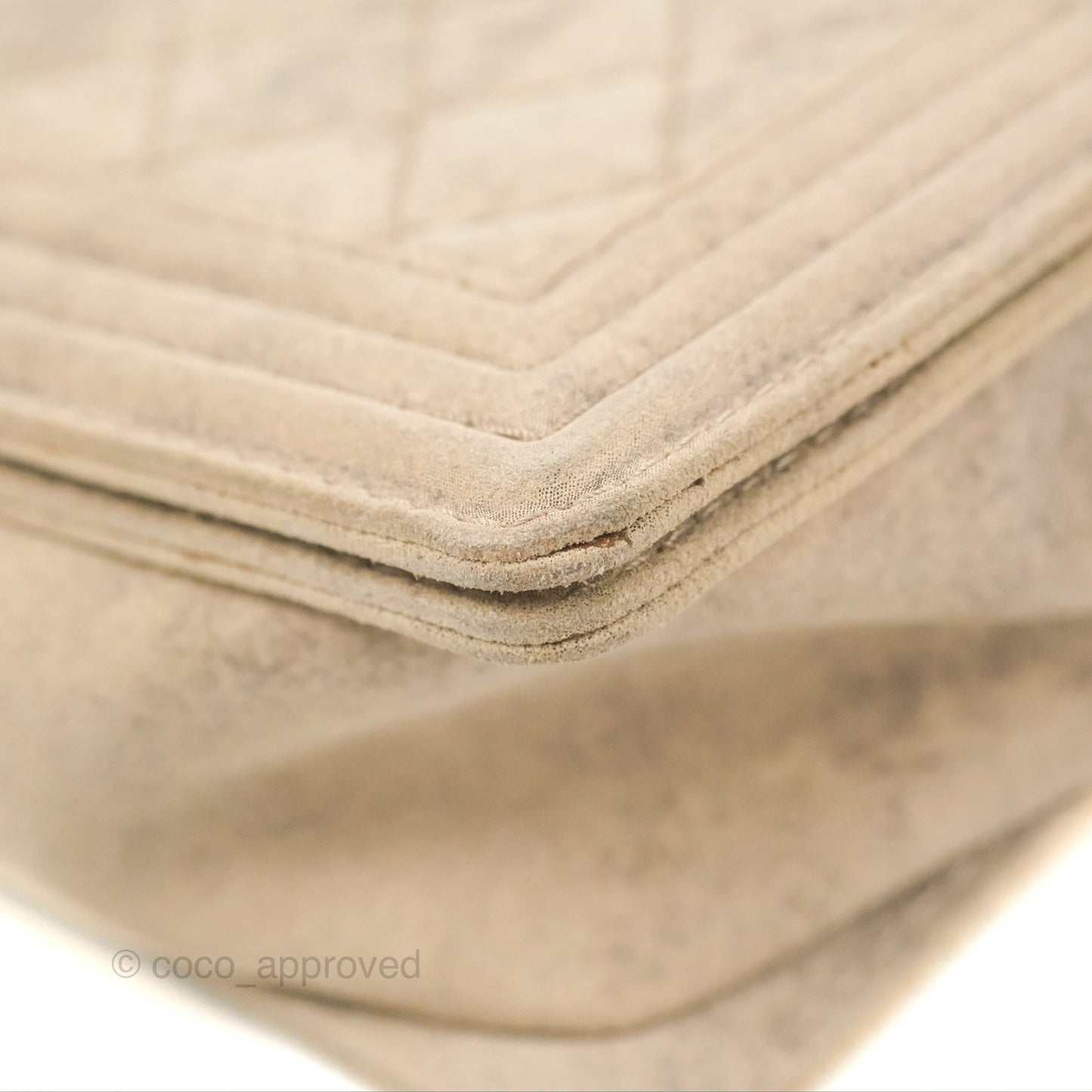 Chanel Boy Flap Bag Quilted Distressed Suede Large