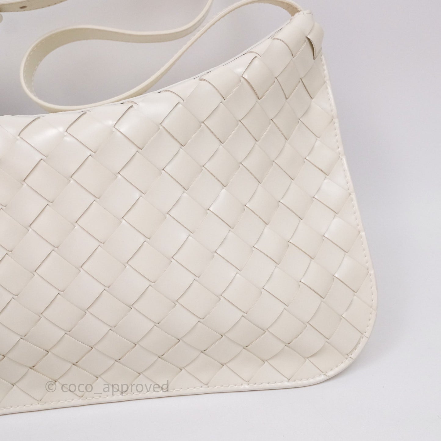Bottega Veneta Flap Woven Leather White Shoulder Bag