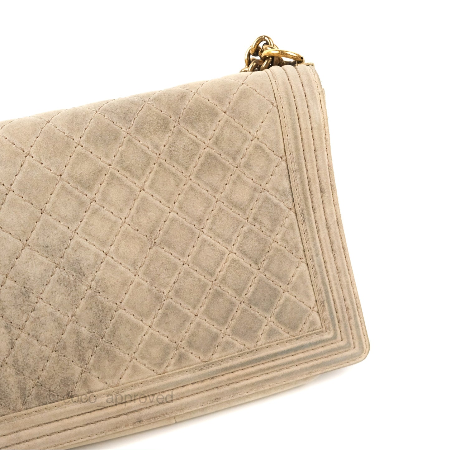Chanel Boy Flap Bag Quilted Distressed Suede Large