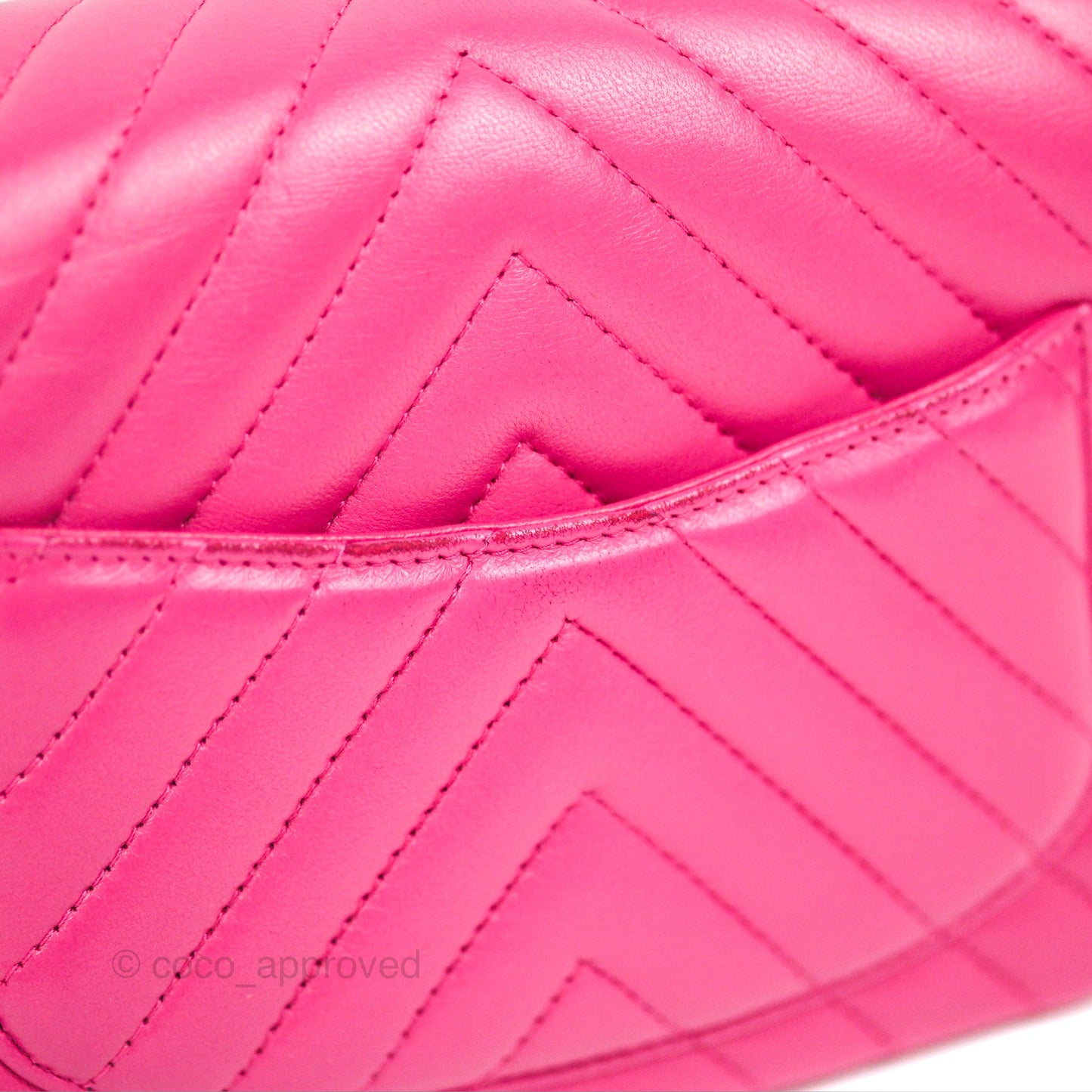 Chanel Chevron Mini Square Flap Pink Lambskin Gold Hardware
