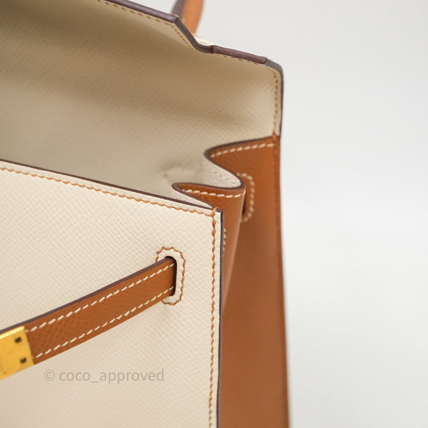 Hermes Kelly 25 Special Order Craie x Gold Epsom Matte Gold Hardware